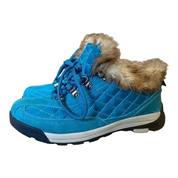 Lands End 420475 Powder Belle Teal Suede Shoe 6.5 - Picture 2 of 9